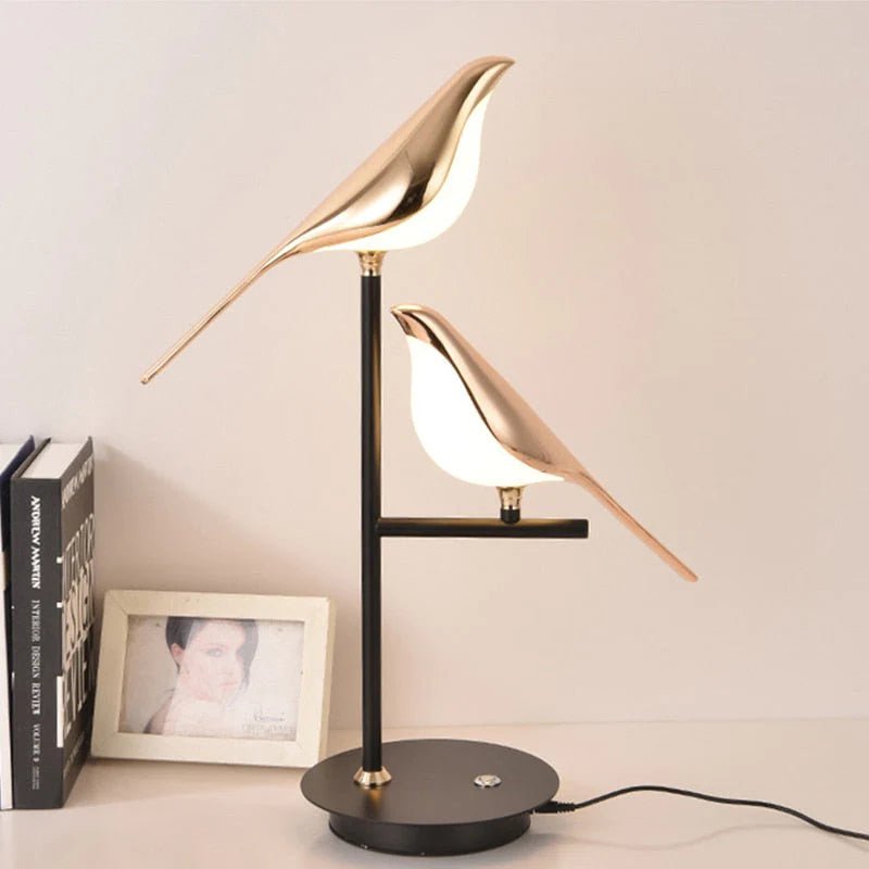 Gouden Vogellicht Wandlamp - Metaal, Scandinavisch Design met LED Verlichting 2