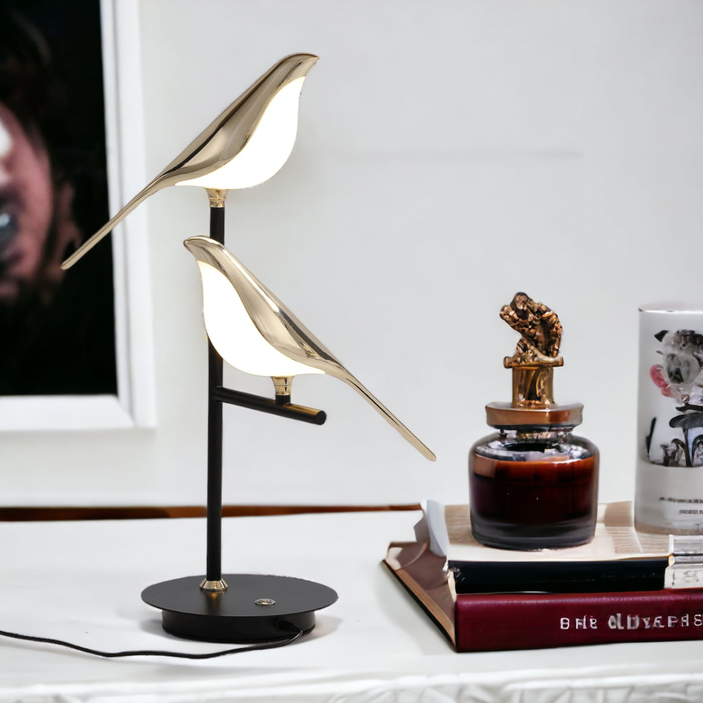 Gouden Vogellicht Wandlamp - Metaal, Scandinavisch Design met LED Verlichting 4