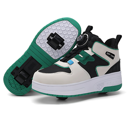 SneakRoll™ – Verstelbare Sneakers met Inklapbare Wieltjes – Kinderschoenen Avontuur Set