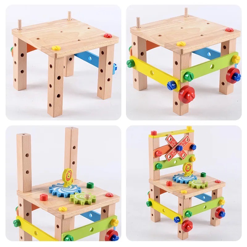 HandyChair™ – Montessori werkbank in stoelvorm – Hout bouwspeelgoed