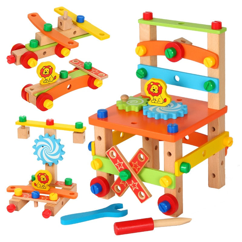 HandyChair™ – Montessori werkbank in stoelvorm – Hout bouwspeelgoed