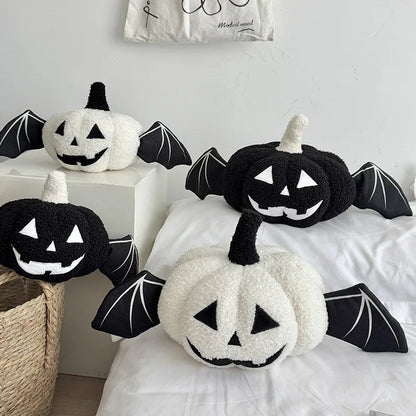 Hallowin Pompoenkussen - Pluche Fleece, Zwart-Wit Gothic Design 0