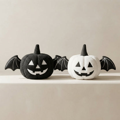 Hallowin Pompoenkussen - Pluche Fleece, Zwart-Wit Gothic Design 1