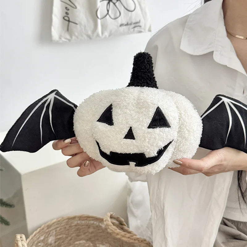 Hallowin Pompoenkussen - Pluche Fleece, Zwart-Wit Gothic Design 3