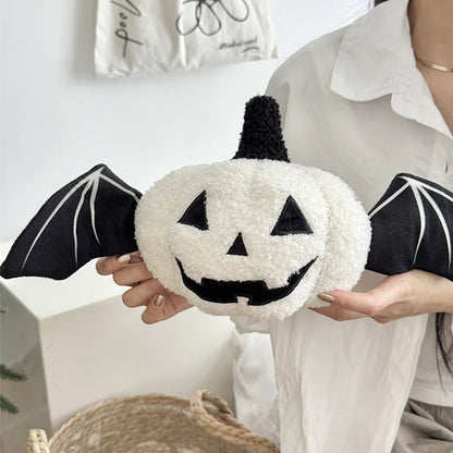 Hallowin Pompoenkussen - Pluche Fleece, Zwart-Wit Gothic Design 3