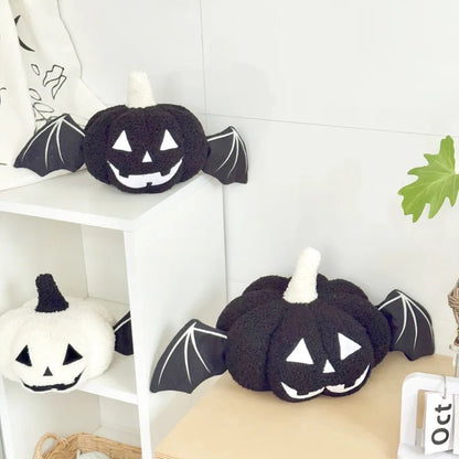 Hallowin Pompoenkussen - Pluche Fleece, Zwart-Wit Gothic Design 4