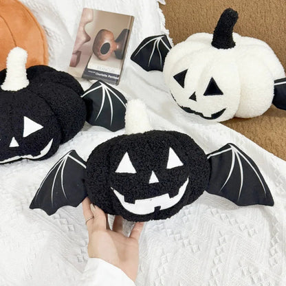 Hallowin Pompoenkussen - Pluche Fleece, Zwart-Wit Gothic Design 5