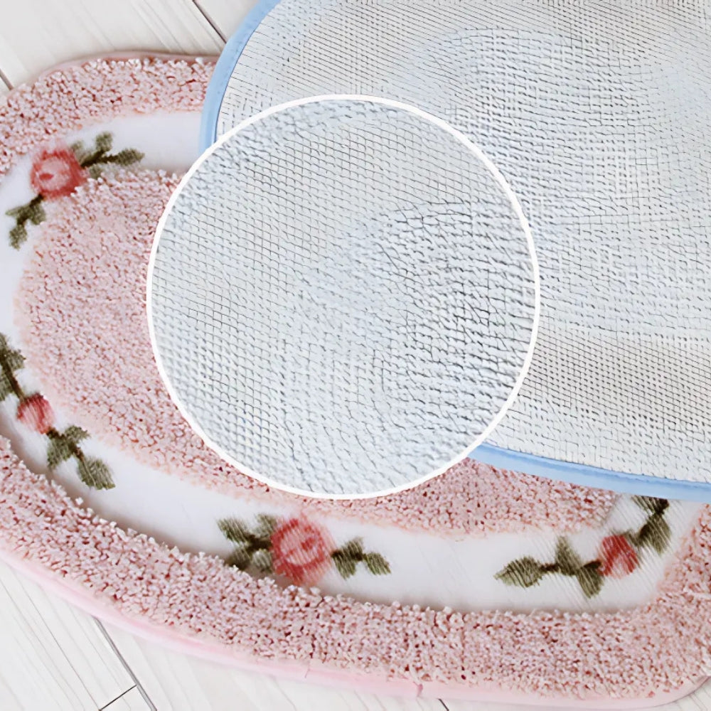 Harmonia Badmat - Antislip Microvezel Hartvormig met Bloemen 2