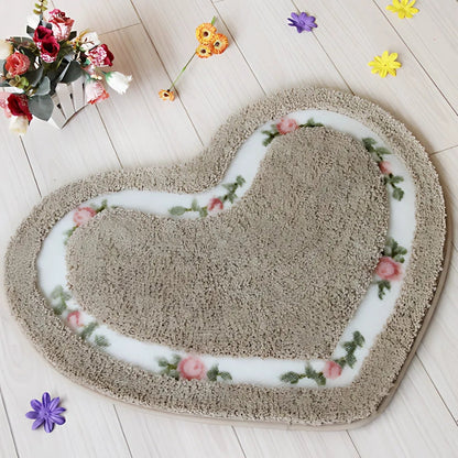 Harmonia Badmat - Antislip Microvezel Hartvormig met Bloemen 3