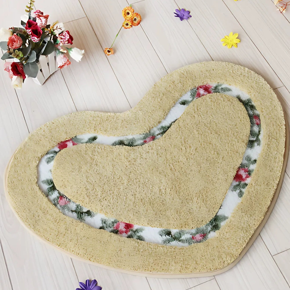 Harmonia Badmat - Antislip Microvezel Hartvormig met Bloemen 4