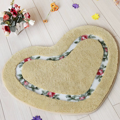 Harmonia Badmat - Antislip Microvezel Hartvormig met Bloemen 4
