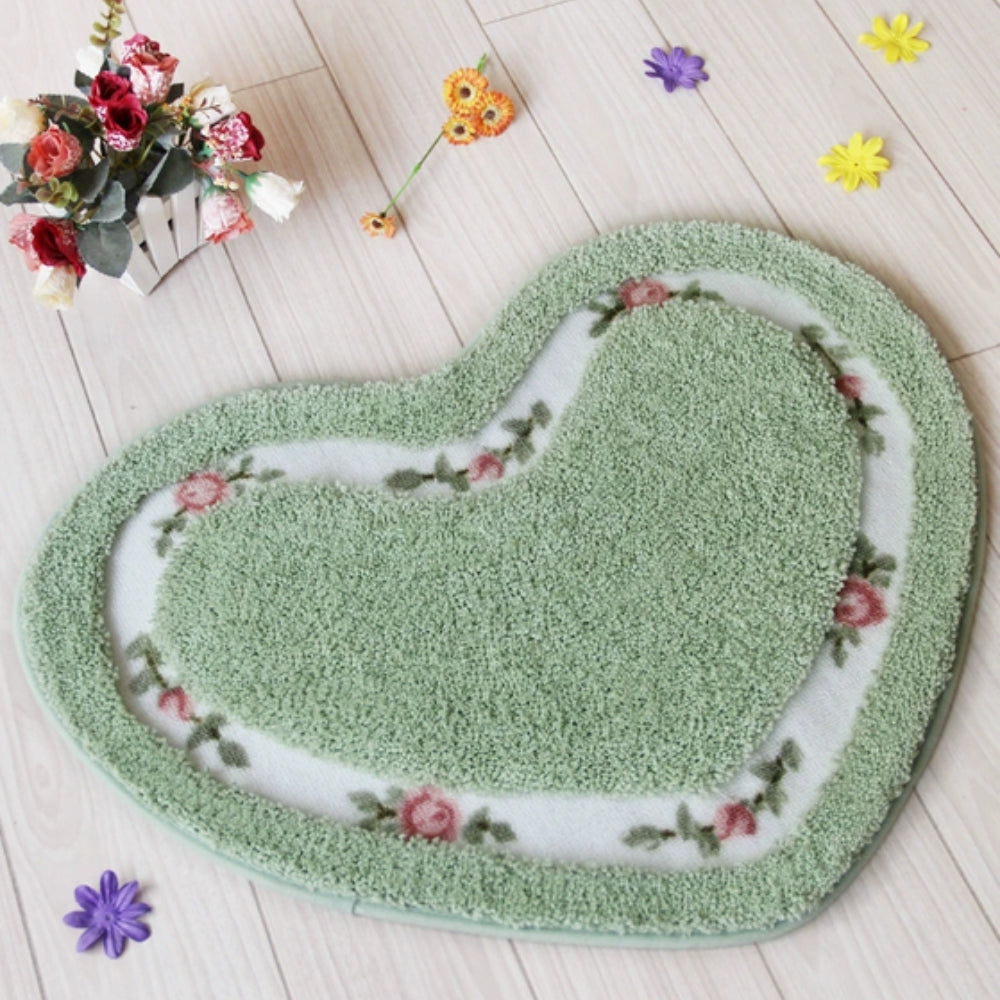 Harmonia Badmat - Antislip Microvezel Hartvormig met Bloemen 6