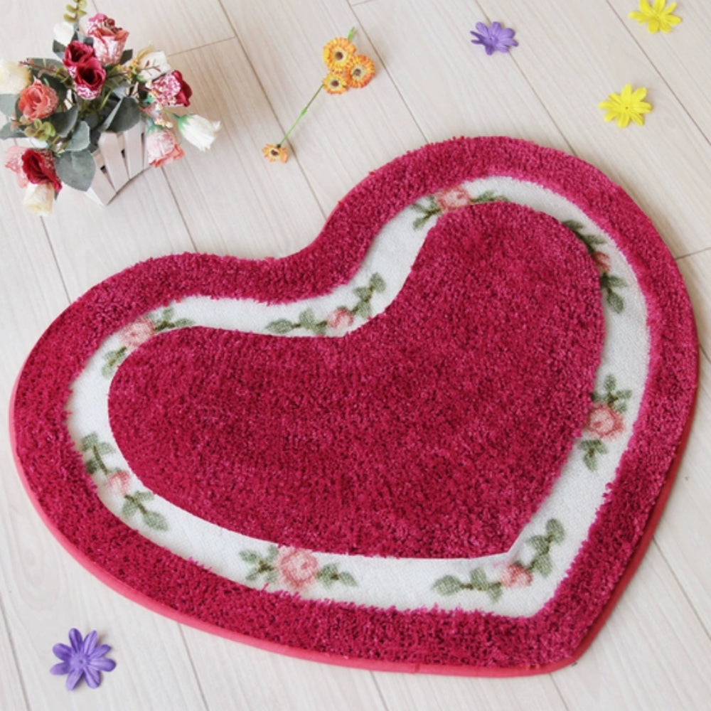 Harmonia Badmat - Antislip Microvezel Hartvormig met Bloemen 7