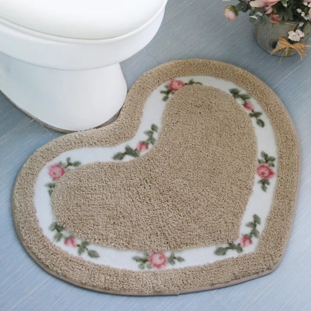 Harmonia Badmat - Antislip Microvezel Hartvormig met Bloemen 8