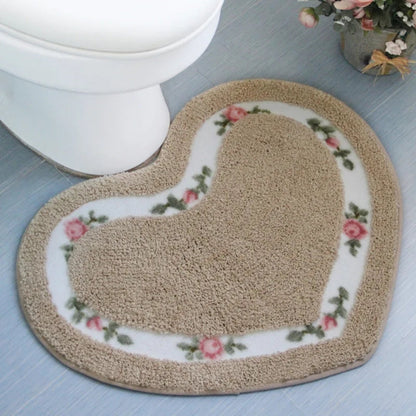 Harmonia Badmat - Antislip Microvezel Hartvormig met Bloemen 8
