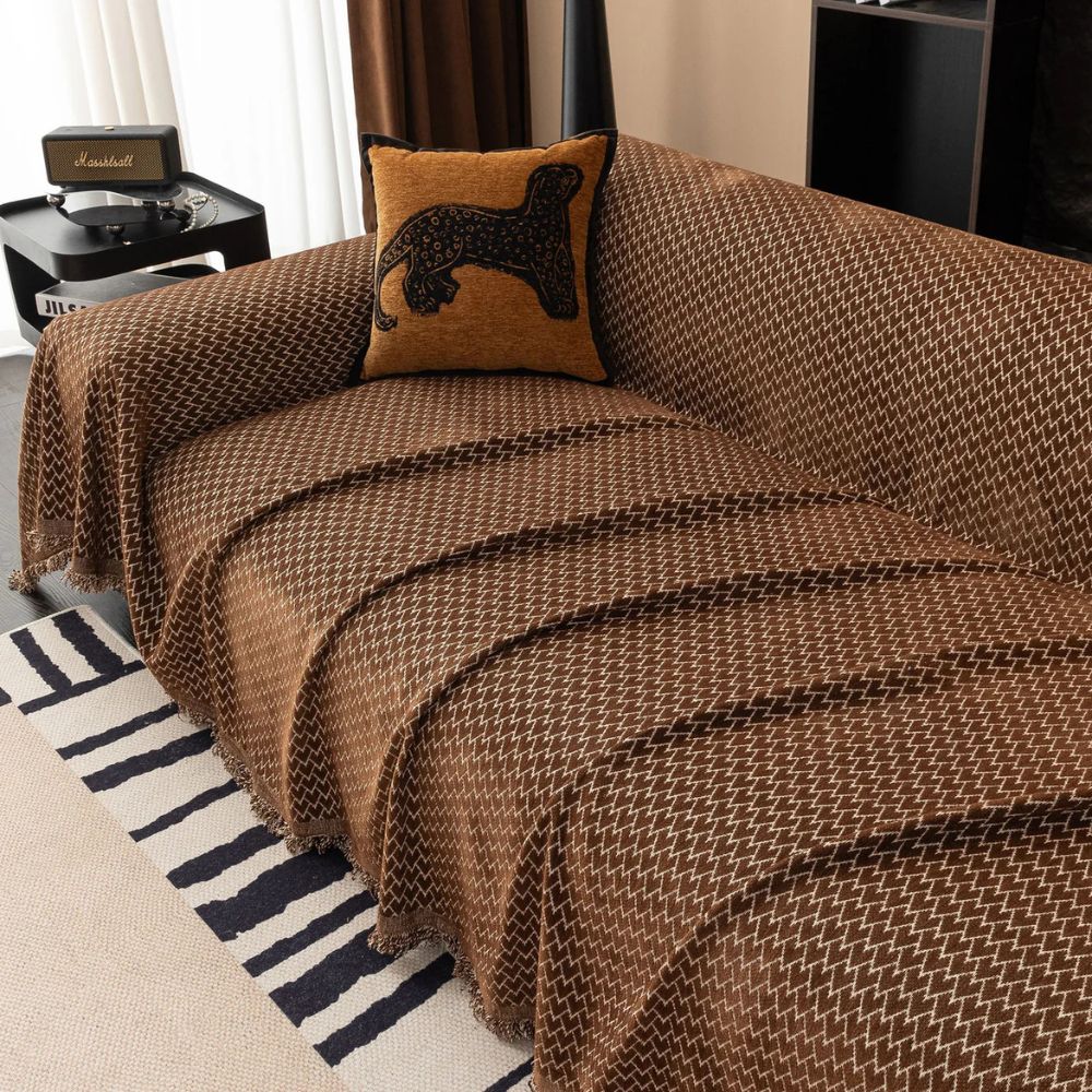 Harmonia Zigzag Bankhoes - Ademend Chenille, Vintage Charme 1