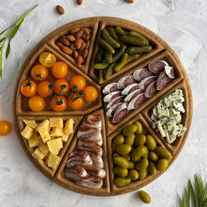 Haro Dienblad - Houten, Uitneembare Vakjes voor Snacks en Hapjes 0