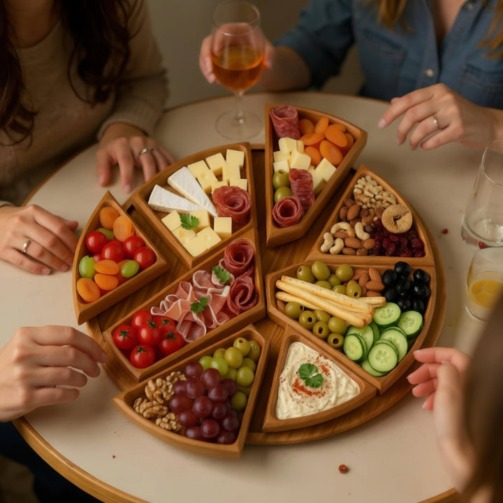 Haro Dienblad - Houten, Uitneembare Vakjes voor Snacks en Hapjes 3