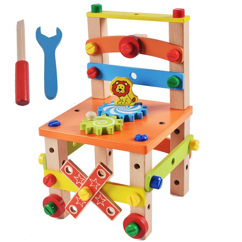 HandyChair™ – Montessori werkbank in stoelvorm – Hout bouwspeelgoed