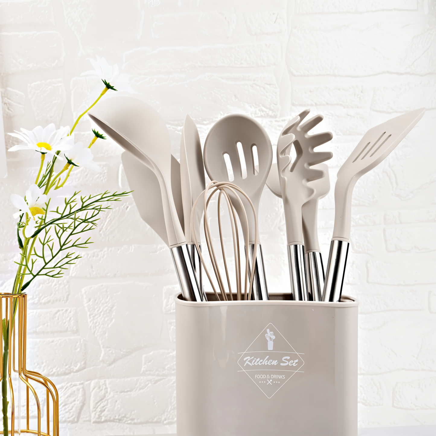 SilicoSteelChef™ – 12-Delige Siliconen Keukengerei Set – Hittebestendige Kookhulpen Set