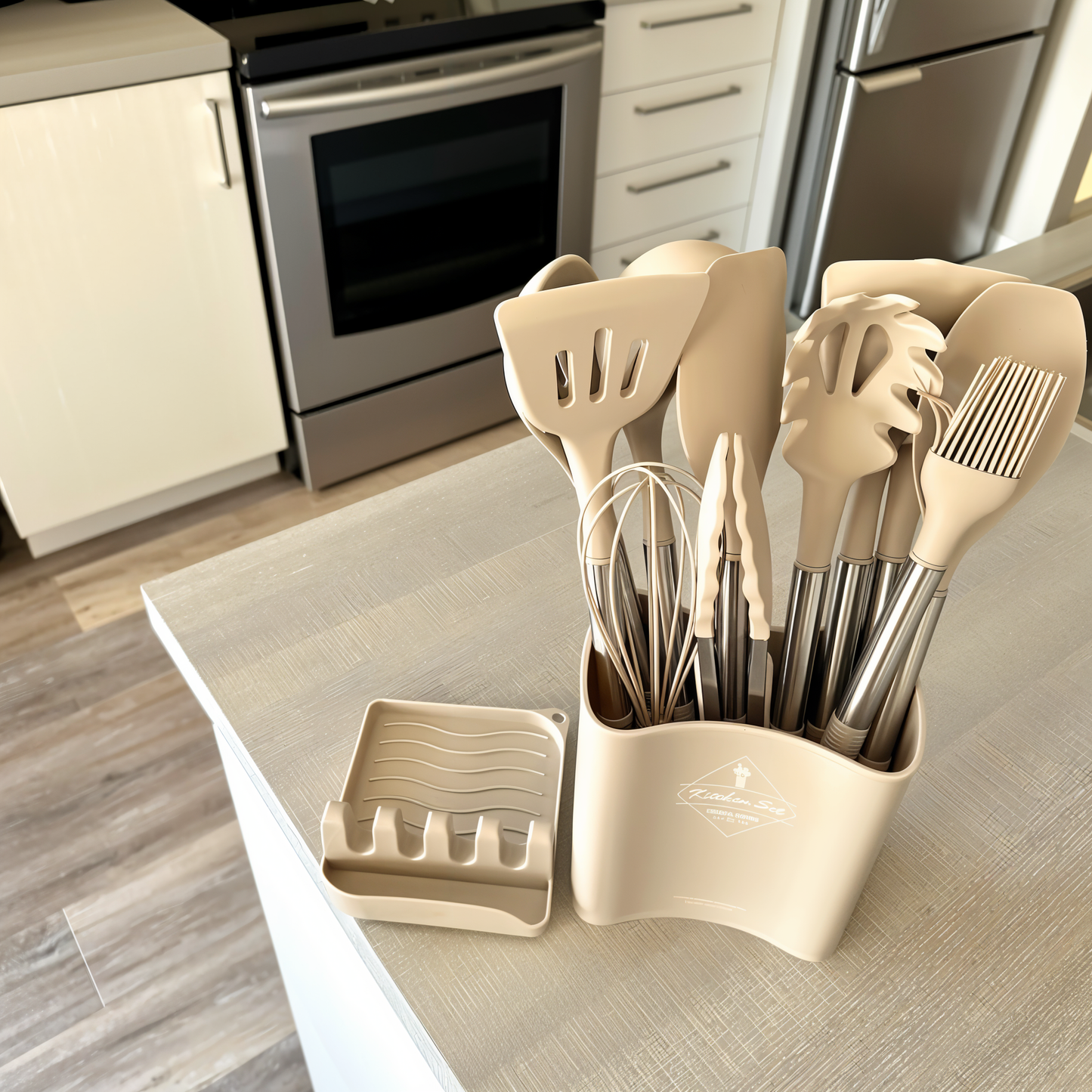 SilicoSteelChef™ – 12-Delige Siliconen Keukengerei Set – Hittebestendige Kookhulpen Set
