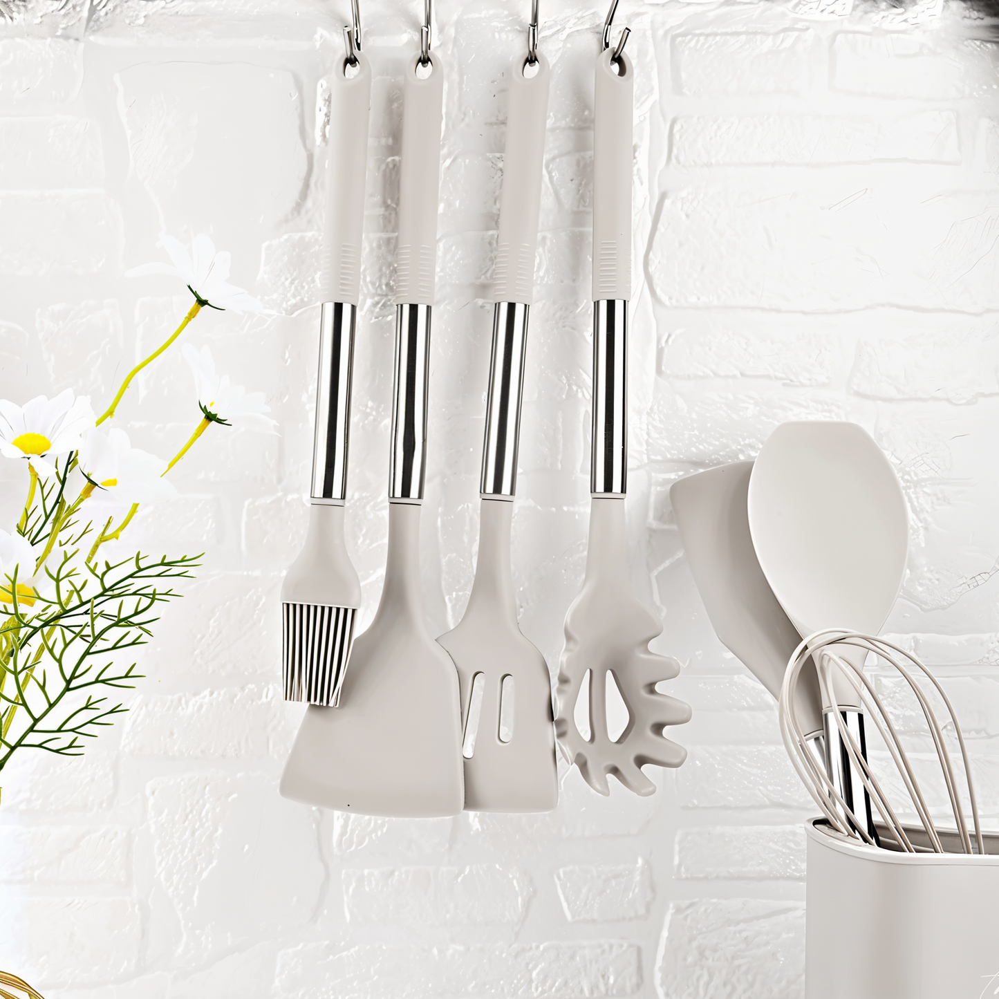 SilicoSteelChef™ – 12-Delige Siliconen Keukengerei Set – Hittebestendige Kookhulpen Set
