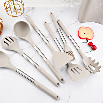 SilicoSteelChef™ – 12-Delige Siliconen Keukengerei Set – Hittebestendige Kookhulpen Set