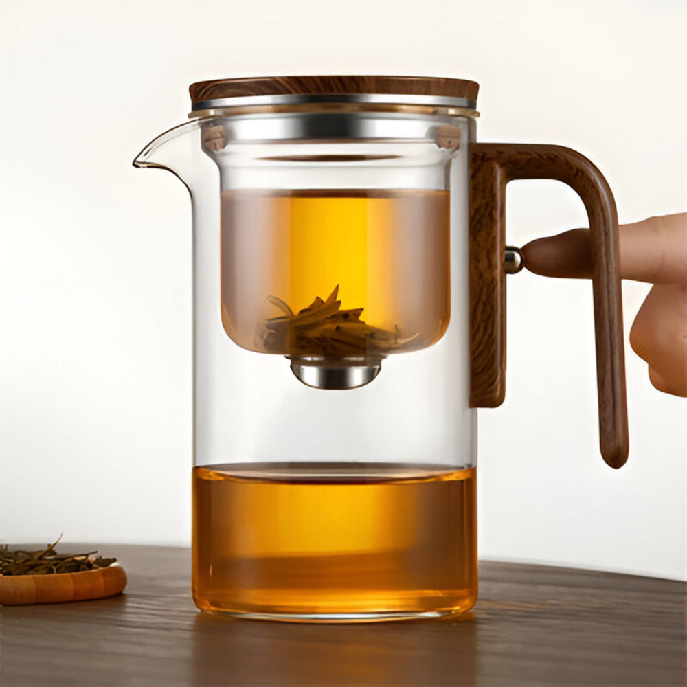 TeaNest™ – Glazen Theepot met Zeef – Elegante Losse Thee Pot