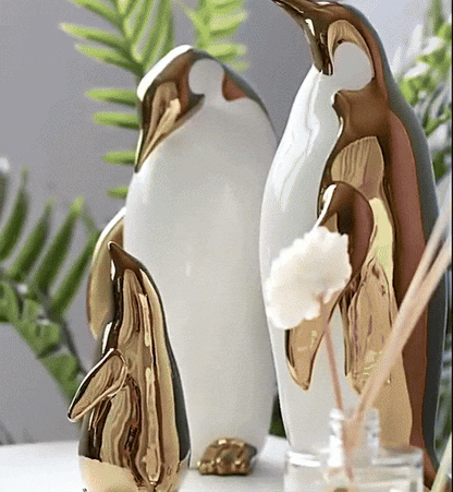 GoldPenguin™ – Luxe Pinguïn Sculptuur – Gouden Keramiek Decor