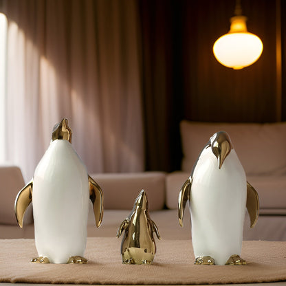 GoldPenguin™ – Luxe Pinguïn Sculptuur – Gouden Keramiek Decor