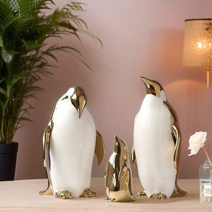 GoldPenguin™ – Luxe Pinguïn Sculptuur – Gouden Keramiek Decor