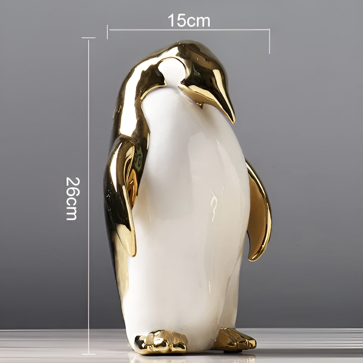 GoldPenguin™ – Luxe Pinguïn Sculptuur – Gouden Keramiek Decor