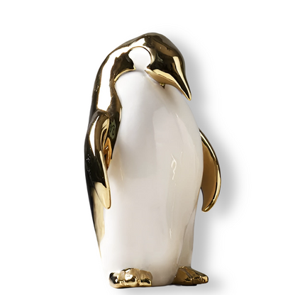 GoldPenguin™ – Luxe Pinguïn Sculptuur – Gouden Keramiek Decor