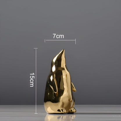 GoldPenguin™ – Luxe Pinguïn Sculptuur – Gouden Keramiek Decor