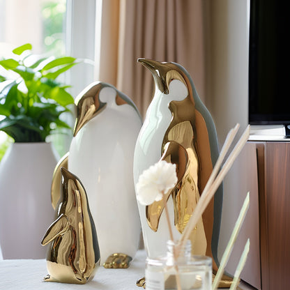 GoldPenguin™ – Luxe Pinguïn Sculptuur – Gouden Keramiek Decor