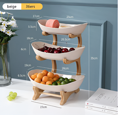 FruitNest™ – Houten Fruit Etagère – Meerlaagse Fruitschaal