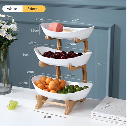 FruitNest™ – Houten Fruit Etagère – Meerlaagse Fruitschaal