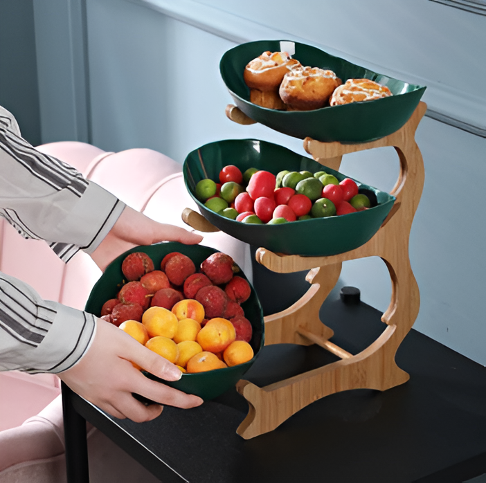 FruitNest™ – Houten Fruit Etagère – Meerlaagse Fruitschaal