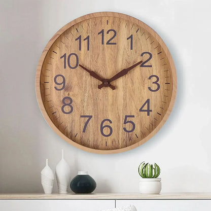 Horizon Wandklok - Natuurlijke Houtlook, Geruisloos Design 2