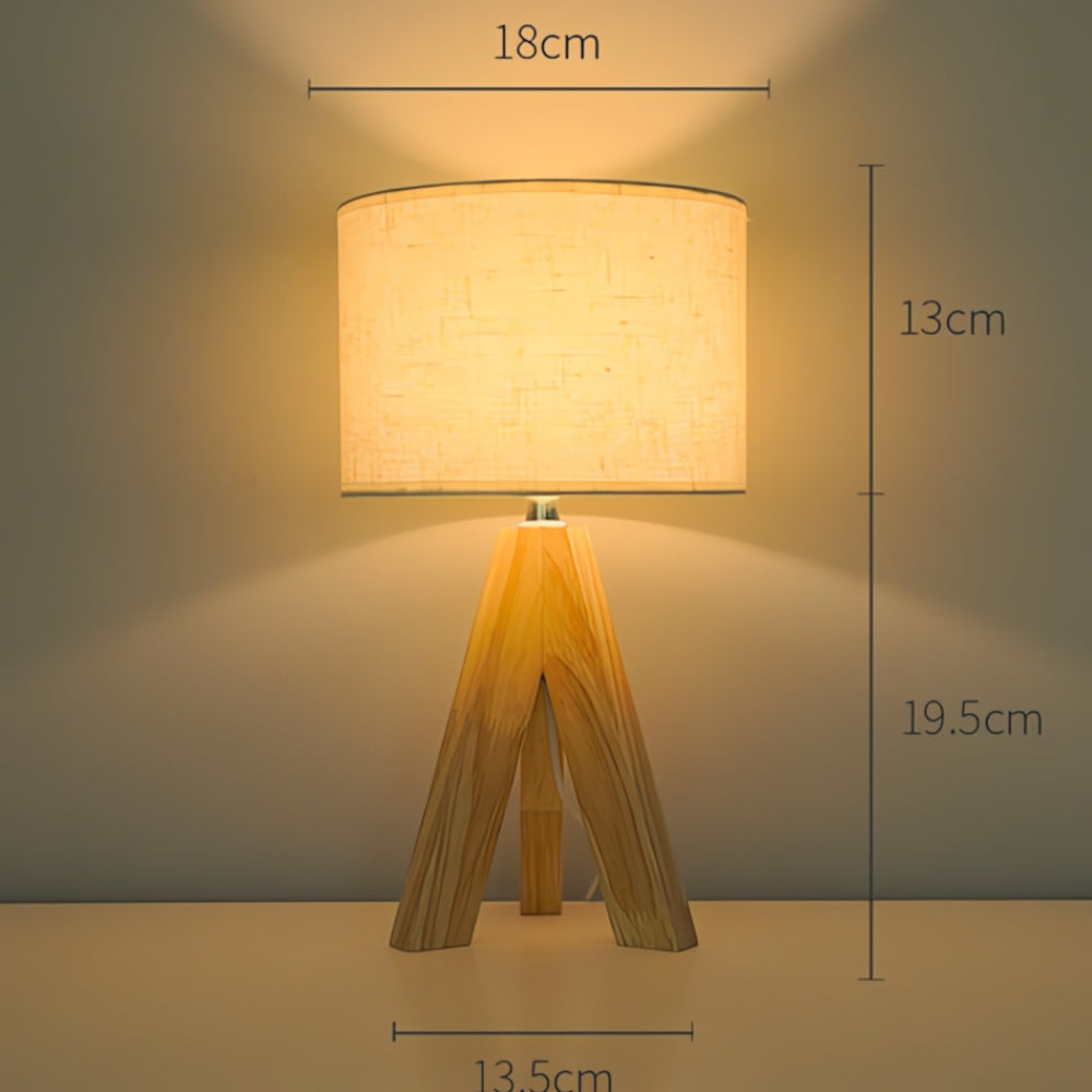 Houten Driepoot Tafellamp - USB Voeding, Elegant Design 0