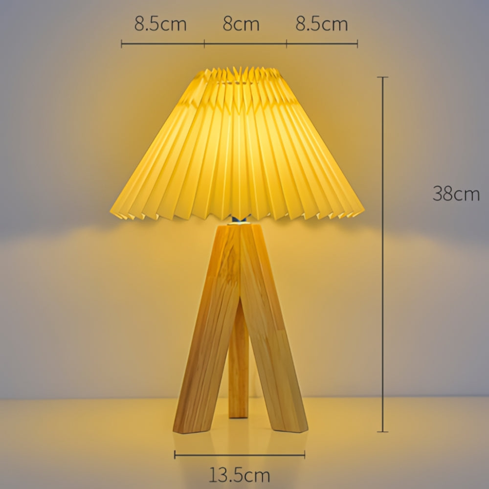 Houten Driepoot Tafellamp - USB Voeding, Elegant Design 2