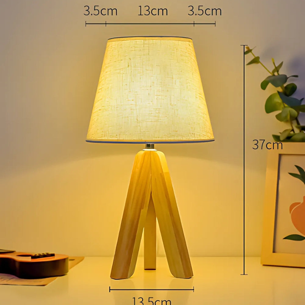Houten Driepoot Tafellamp - USB Voeding, Elegant Design 3