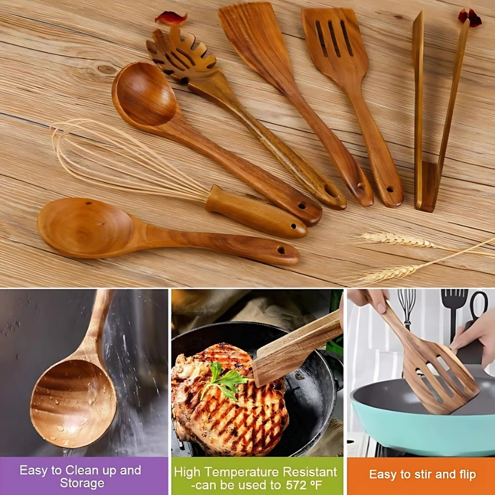 Houten Keukengerei Set - Duurzaam Hout, 7-Delig 1