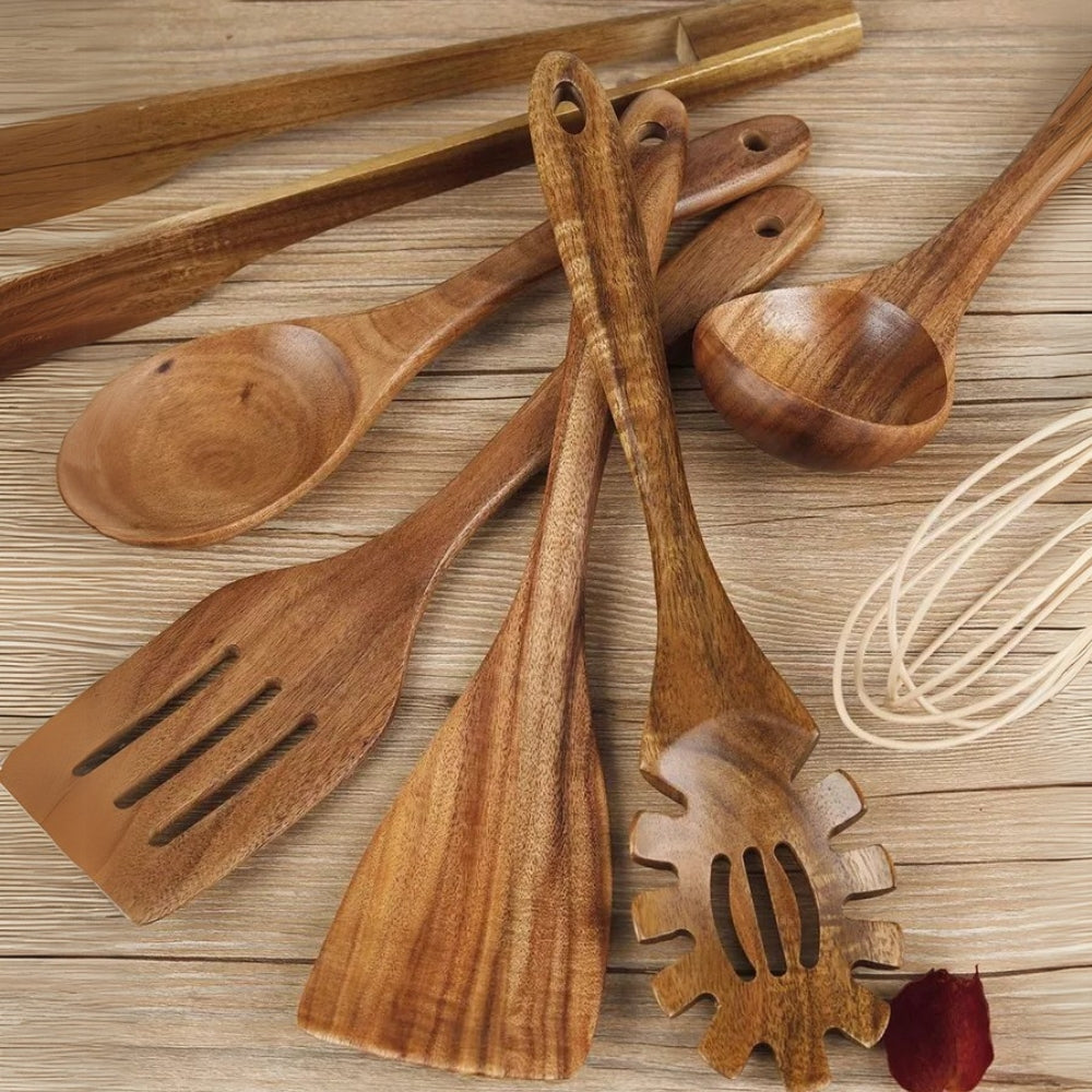 Houten Keukengerei Set - Duurzaam Hout, 7-Delig 4