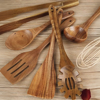 Houten Keukengerei Set - Duurzaam Hout, 7-Delig 4