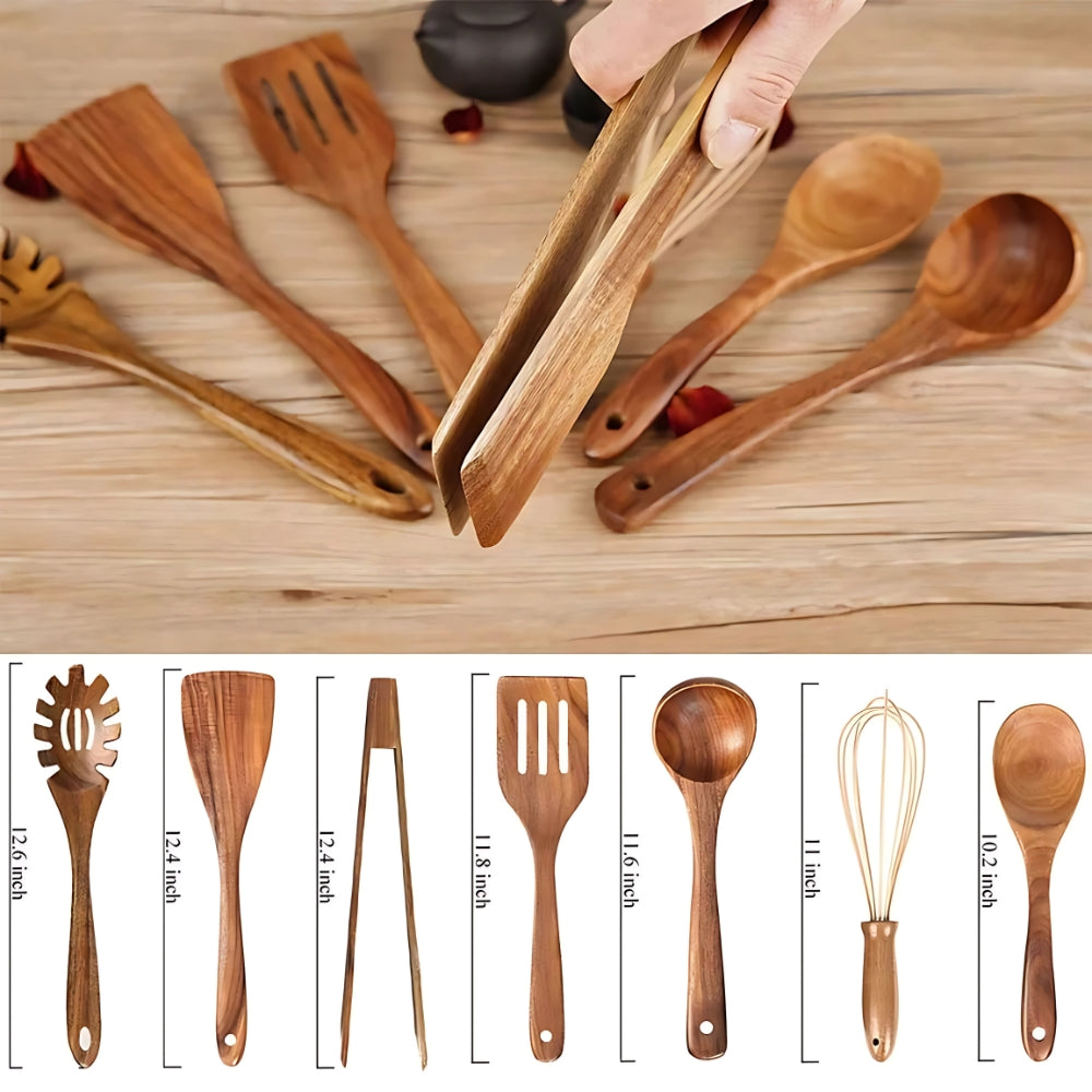 Houten Keukengerei Set - Duurzaam Hout, 7-Delig 5