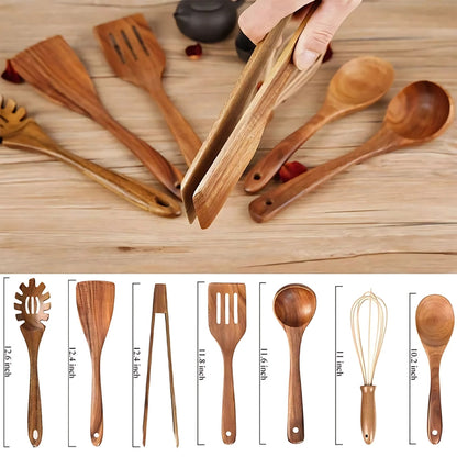 Houten Keukengerei Set - Duurzaam Hout, 7-Delig 5