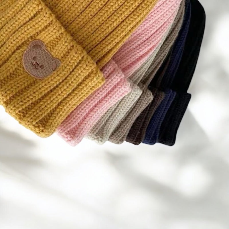 BearKnit™ – Warme Gebreide Muts met Berenoren – Comfortabele Kinder Beanie