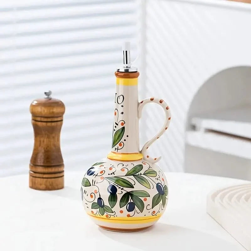 Ilaria Olijfoliedispenser - Keramisch, Handgeschilderd, 700 ml 0