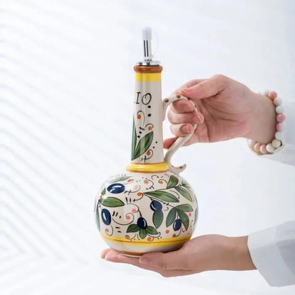 Ilaria Olijfoliedispenser - Keramisch, Handgeschilderd, 700 ml 2